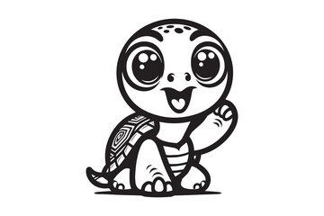 Tortoise silhouette with white background