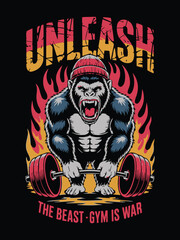 Fototapeta premium Design should work well on a black or dark grey t-shirt. Keep a hand-drawn or screen-printed look, slightly rough and raw, to amplify the vintage hardcore gym vibe.