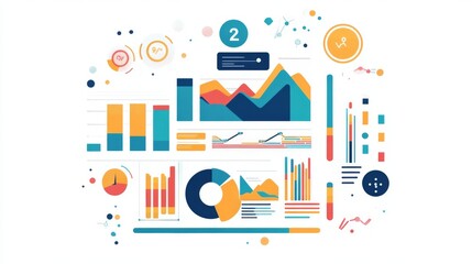 Flat line design vector illustration concept for business graph statistics, data analysis, global seo analytics, financial research report, market stats, for website banner and landing page.