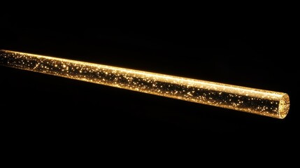 Elegant golden light ray on black background with lighting effect and sparkle with copy space for text. Luxury design style. Vector illustration