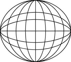 Transparent Wireframe Globe Spherical Grid World Map Earth Lines Black