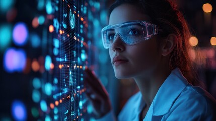 Woman scientist focused on data