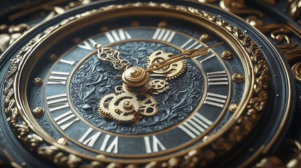 Obraz premium Intricate clock face, gears visible