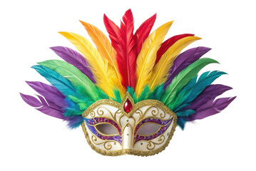 Colorful feathered mask for festive celebrations, perfect for Mardi Gras and costume parties