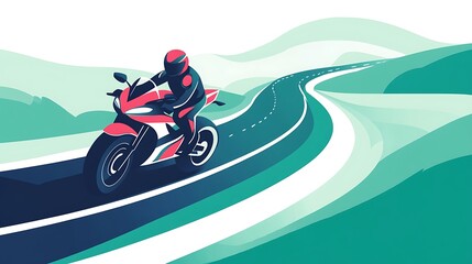 Obraz premium Motorcyclist on winding road.