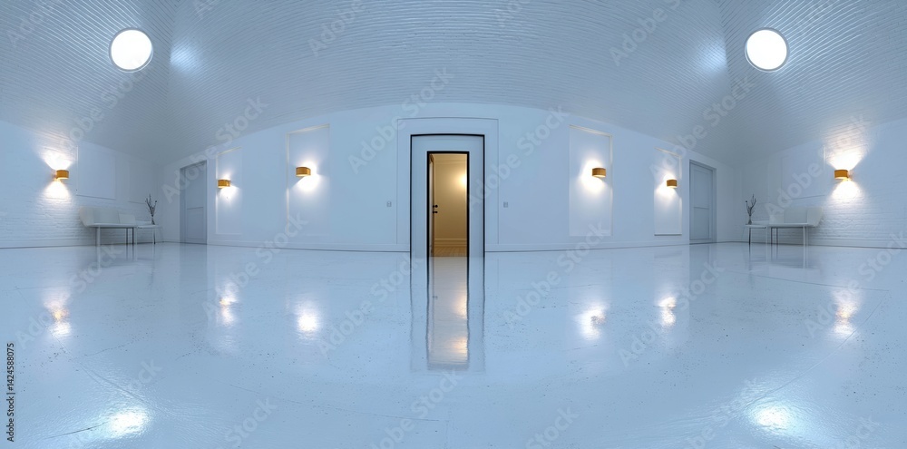 Poster d rendering featuring an hdri environment map with an abstract spherical panorama background and int