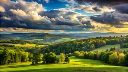 Obraz premium A Scenic View of Rolling Green Hills in Upstate New York