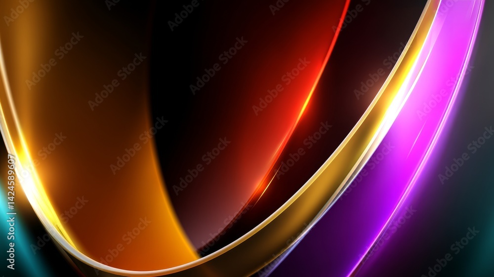 Poster a 3d rendering featuring an abstract multicolor spectrum background with vibrant orange and blue neo