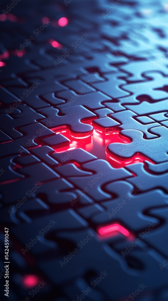 Poster illuminated puzzle: a symbol of connection and solution