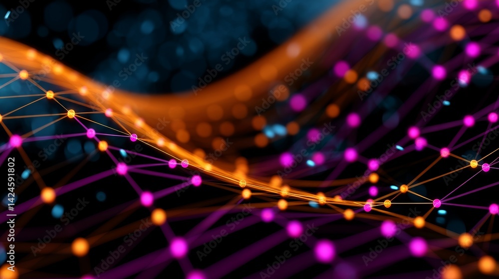 Poster a digital neural network represents the big data concept, with the introduction of stock in a futuri