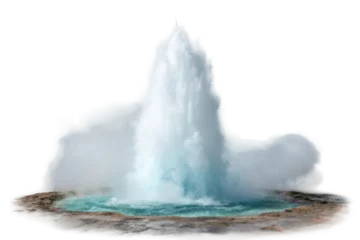 Selbstklebende Fototapeten Geyser eruption in natural landscape creating mist and water spray © Vladislav