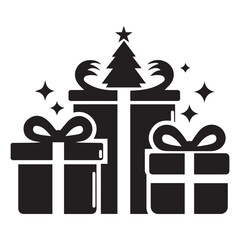 Christmas gift box silhouette vector illustration