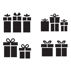 Christmas gift box silhouette vector illustration