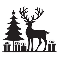 Christmas Reindeer silhouette vector illustration