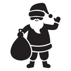 Christmas Santa Claus with sack silhouette vector illustration