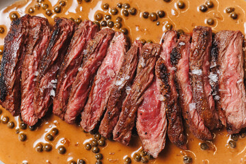 Delicious sliced ​​beef steak cooked in pepper sauce
