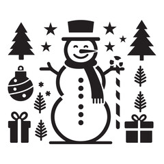 Christmas Snowman silhouette vector illustration