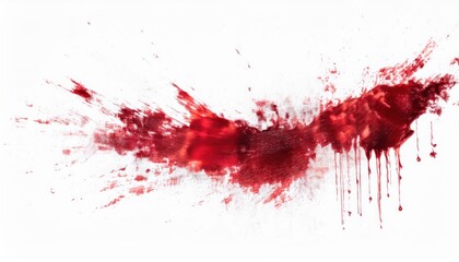 bloody red splatter texture on white background for halloween design, horror branding, poster art, or digital illustration use high-res graphic resource

