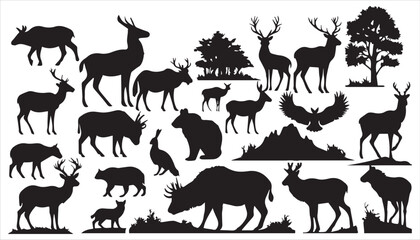 A group of animal silhouettes