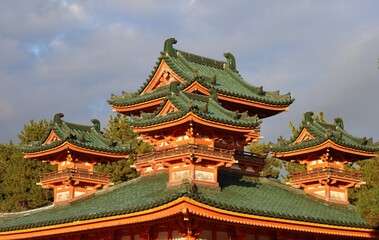 Fototapeta premium Heian temple roof at Kyoto japan