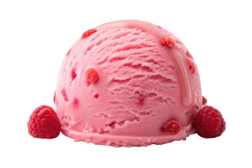 Delightful raspberry ice cream scoop with fresh berries for summer treats and desserts