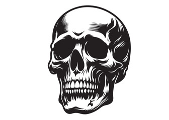 skull head silhouette logo vector, skull logo icon silhouette, human skull death silhouette vector, black human skull head silhouette vector illustration on white background	
