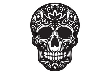 skull head silhouette logo vector, skull logo icon silhouette, human skull death silhouette vector, black human skull head silhouette vector illustration on white background	
