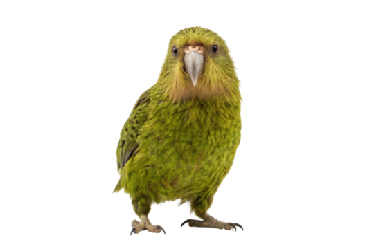 Unique green parrot with distinct features, native to New Zealand, showcasing vibrant plumage and engaging personality for nature-themed projects