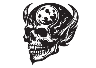 skull head silhouette logo vector, skull logo icon silhouette, human skull death silhouette vector, black human skull head silhouette vector illustration on white background	
