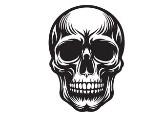 skull head silhouette logo vector, skull logo icon silhouette, human skull death silhouette vector, black human skull head silhouette vector illustration on white background	
