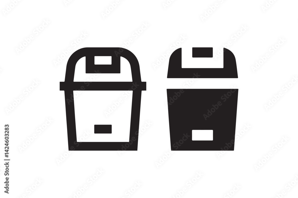 Poster black archive box icons with label slots vector