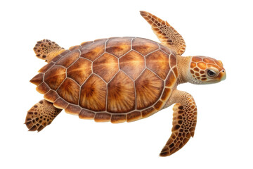 Fototapeta premium Sea turtle swimming gracefully in crystal clear waters showcasing its vibrant shell patterns