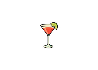 Vector illustration of cartoon fruit cocktail in glass isolated on white background	