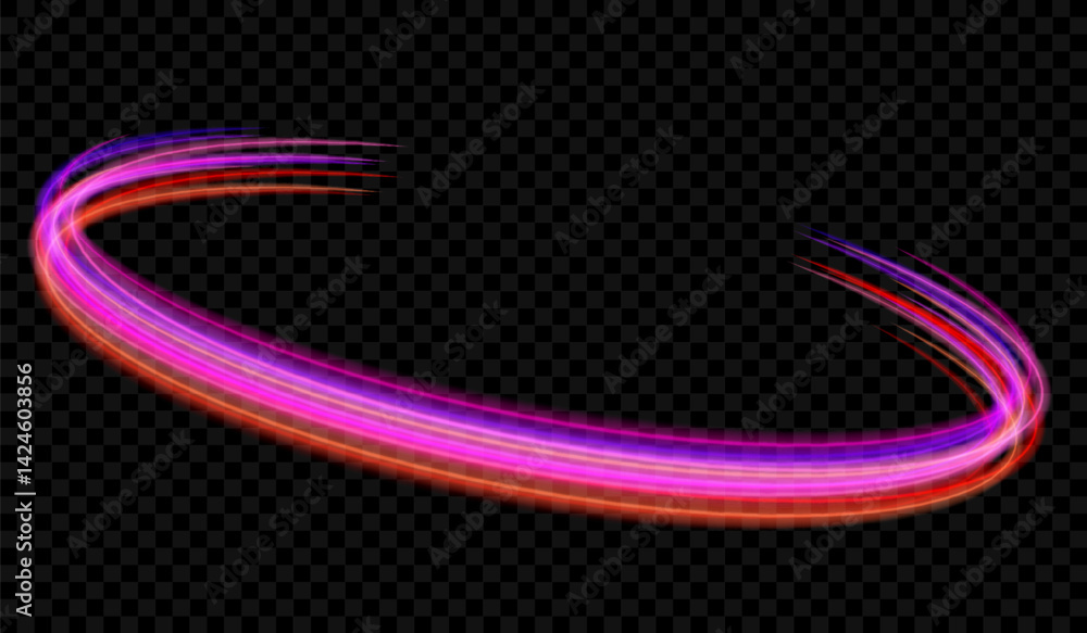 Poster eps10. neon blurry circles at motion . vector swirl trail effect . abstract luminous rings slow shut