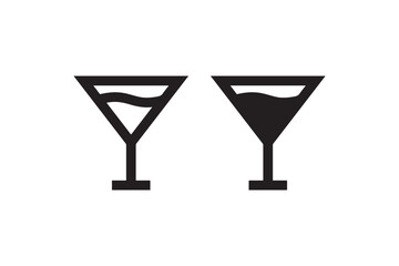 Cocktail glass icons in outline and solid Vector