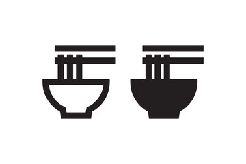 Noodle bowl icons in outline and solid black Vector