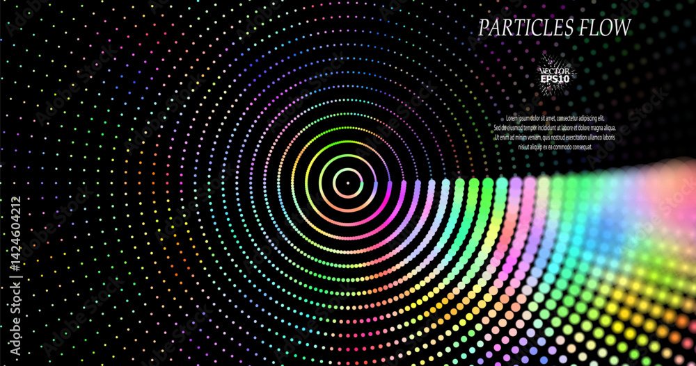 Poster wave pattern vector. 3d glowing abstract digital particles background. technology concept. abstract 