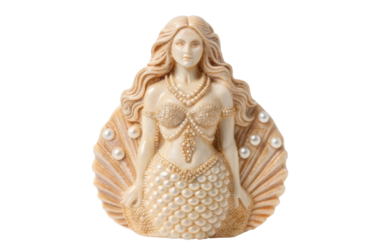 Decor piece featuring a beautifully detailed mermaid with pearls and seashell design for home decor accents