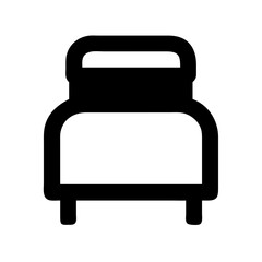 Find comfortable bed vector icon for bedroom furniture sleep rest and hotel lodging design needs