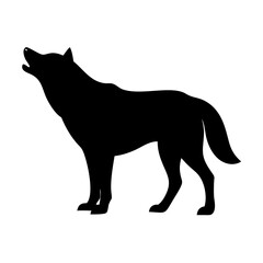 Black silhouette of a howling wolf vector illustration wildlife animal predator canine design art print