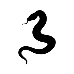 Black snake silhouette vector illustration, reptile serpent icon, snake outline graphic design element