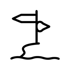 Directional signpost icon vector graphic for travel destination navigation and outdoor adventure signage