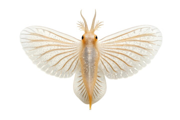Unique white moth with intricate wing patterns perched gracefully, showcasing its delicate features and natural beauty