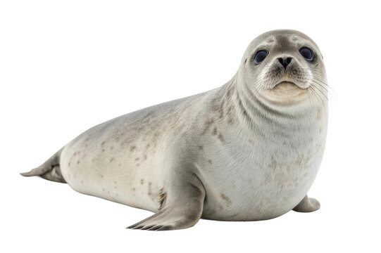 Cute harbor seal resting on a rocky shore with bright ocean waves in the background ideal for wildlife education and environmental awareness