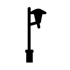Illustration of a black street lamp post light fixture providing outdoor illumination at night