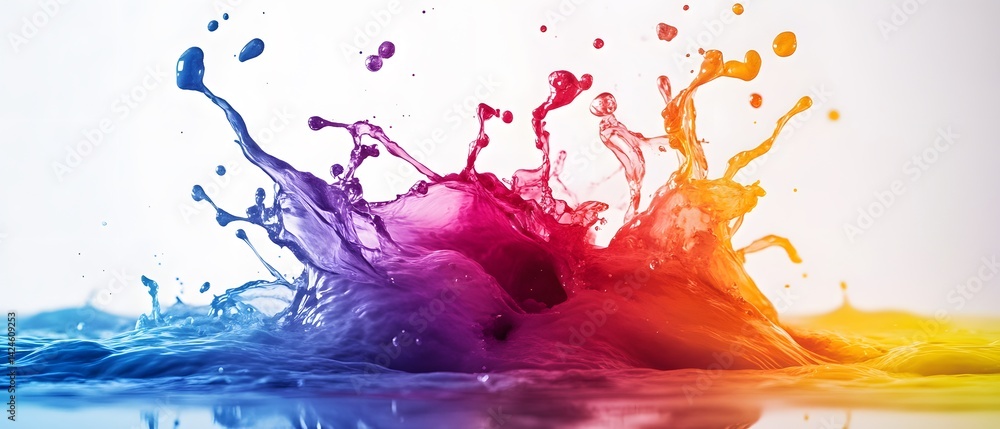 Poster dynamic splash of vibrant colors creates an artistic explosion. ideal for creative projects, this im
