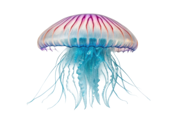 Colorful jellyfish gracefully floating in the ocean depths showcasing vibrant hues for marine life concepts