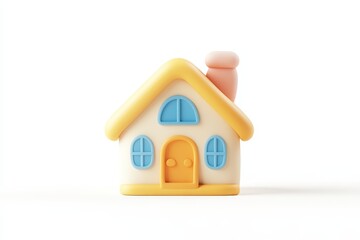 Minimalistic pastel pink and cream toy house isolated on white background, perfect for real estate, home iconography, or child-friendly graphic design concepts.