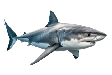 Naklejka premium Majestic shark swimming in deep ocean waters showcasing powerful presence and grace for underwater exploration projects