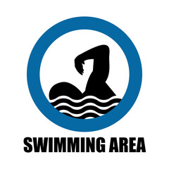Swimming allowed sign. Information, safe area, icon, lake, swimming pool, sea. Vector
